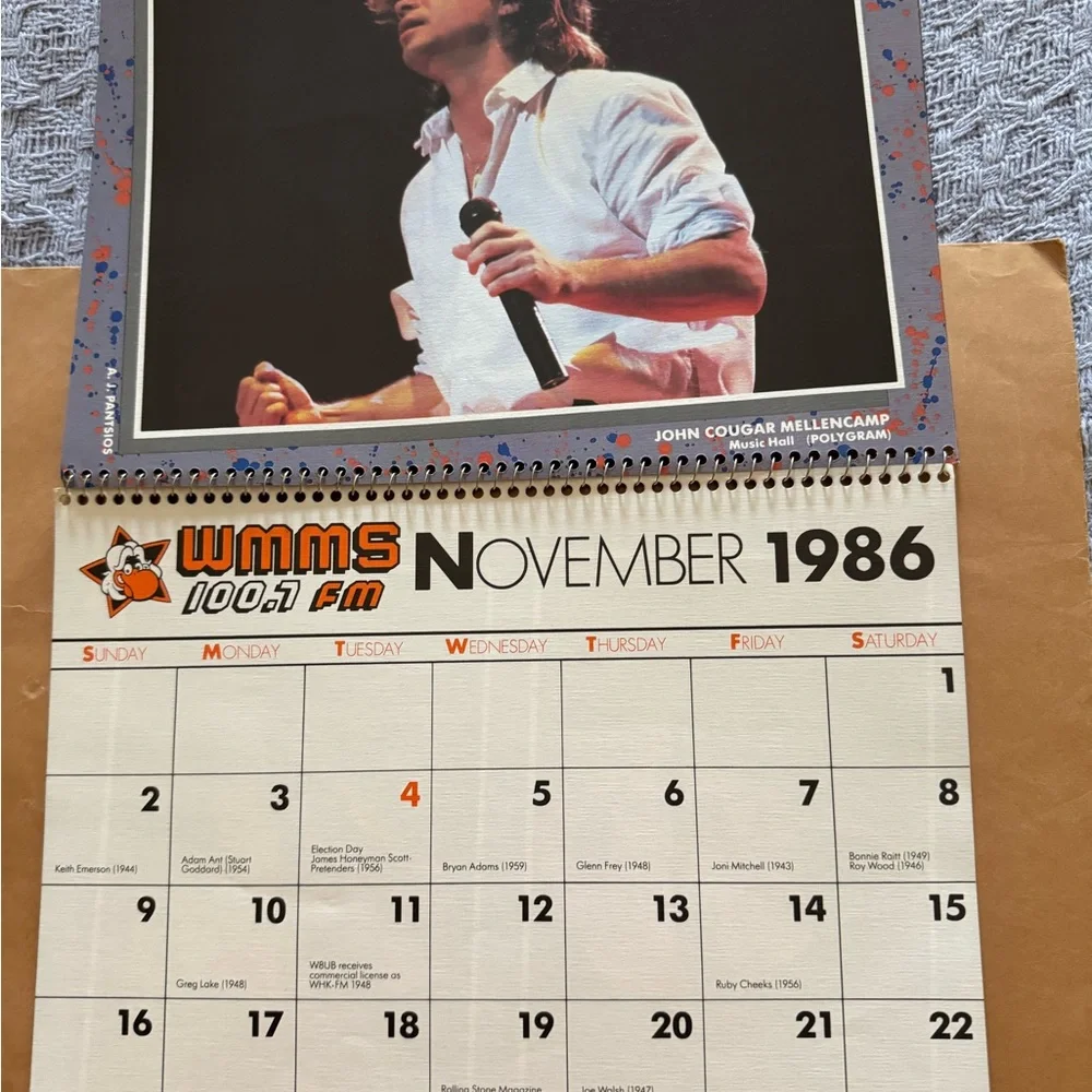 MMS Design Studio 1986 Calendar - Bold Red and Yellow